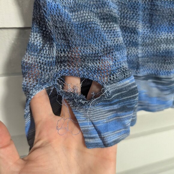 Rag & Bone Jean Long Sleeve Sheer Mesh Shirt XS *Damaged multi tonal blue stripe - Picture 8 of 12